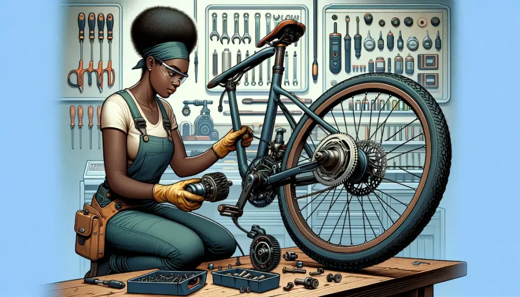 installation process of an e-bike conversion kit on a bicycle